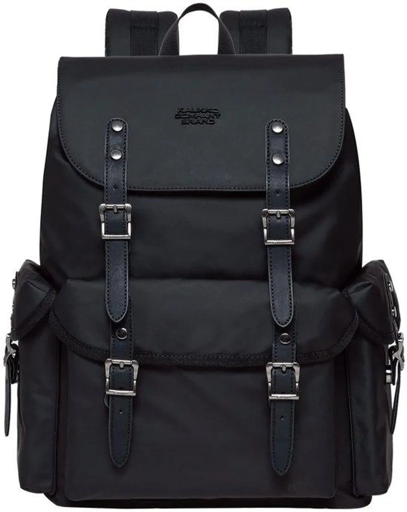 Sac à dos en cuir véritable noir - 23 L - Grand sac urbain mixte