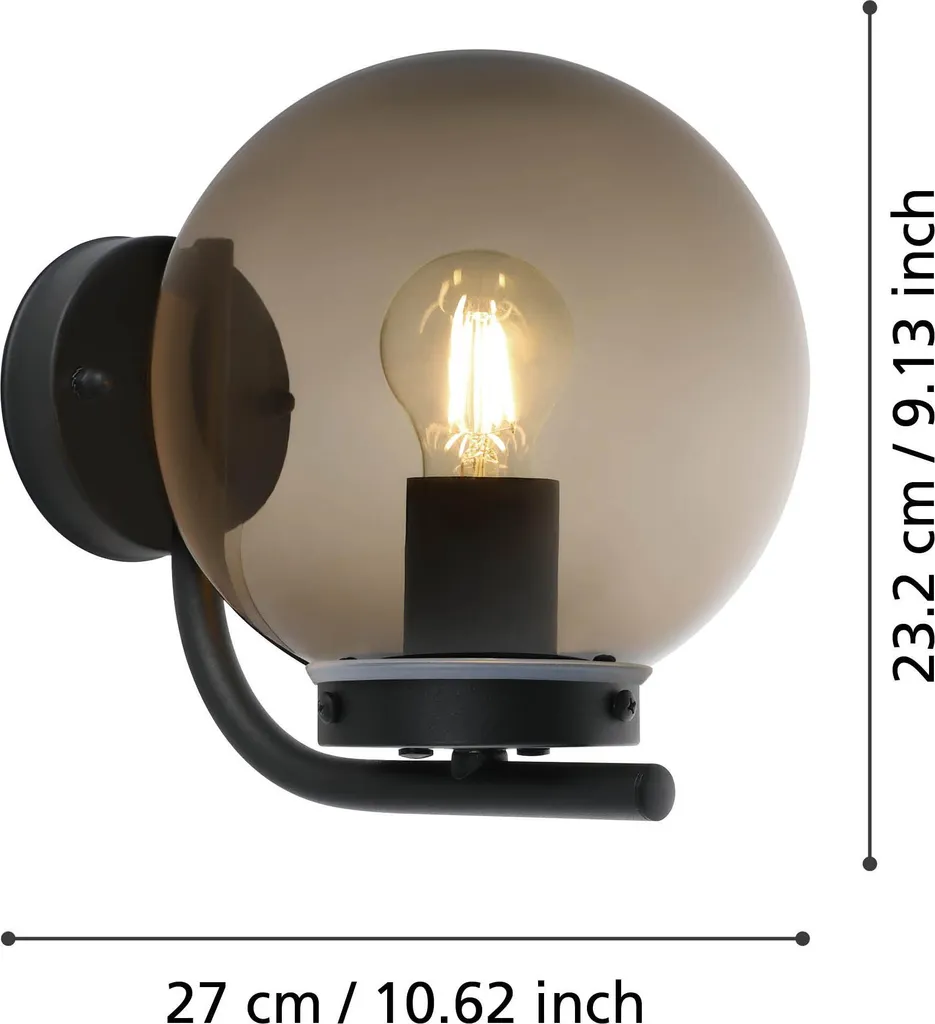 Applique extérieure étanche IP44 Eglo TAVERNA noir avec diffuseur E27 - 4