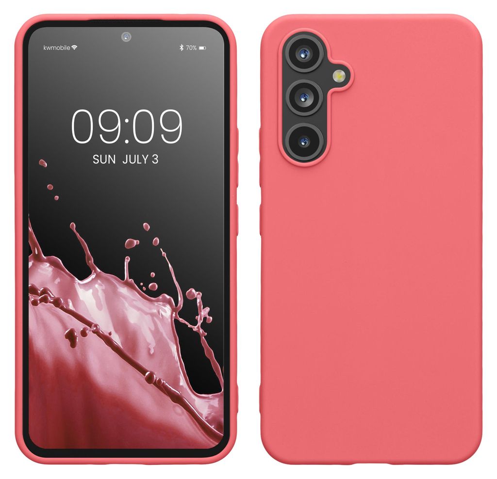 kwmobile Handyhülle für Samsung Galaxy A54 5G Hülle - TPU Case - Kabelloses Laden - Schutzhülle Cover in Neon Koralle