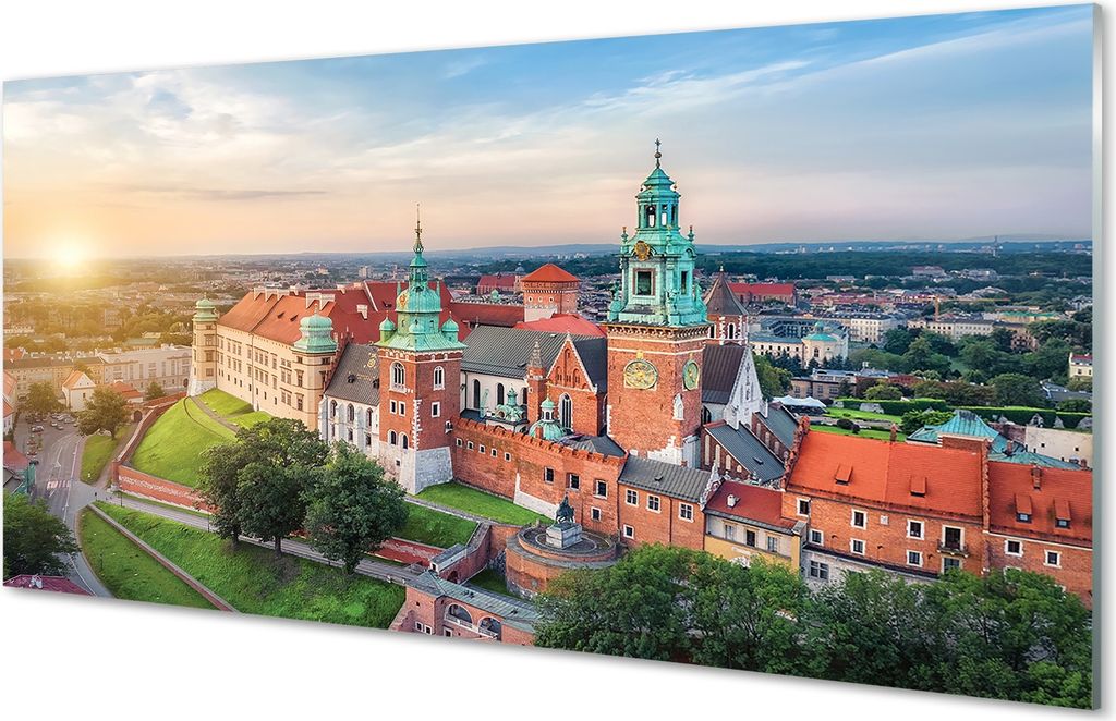 Spritzschutz 100x50 Wandkunst Krakow Schlosspanorama Sonnenaufgang