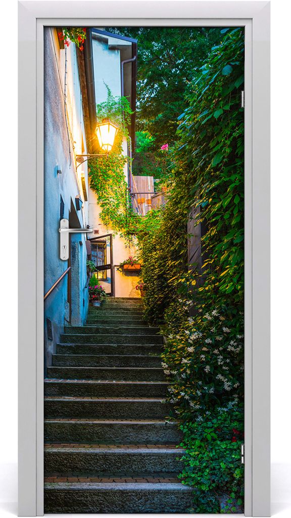 Tulup Türaufkleber 85x205 cm Dekorative Aufkleber Selbstklebend Wasserdichte Tapete Abnehmbar Schlafzimmer Wohnzimmer Wohnkultur - Altstadt Treppe...