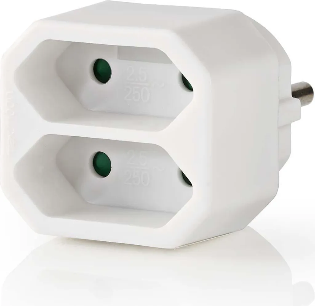 Adattatore Doppio Bianco Nedis PSSPL200C1WT 2.5A Design Sottile