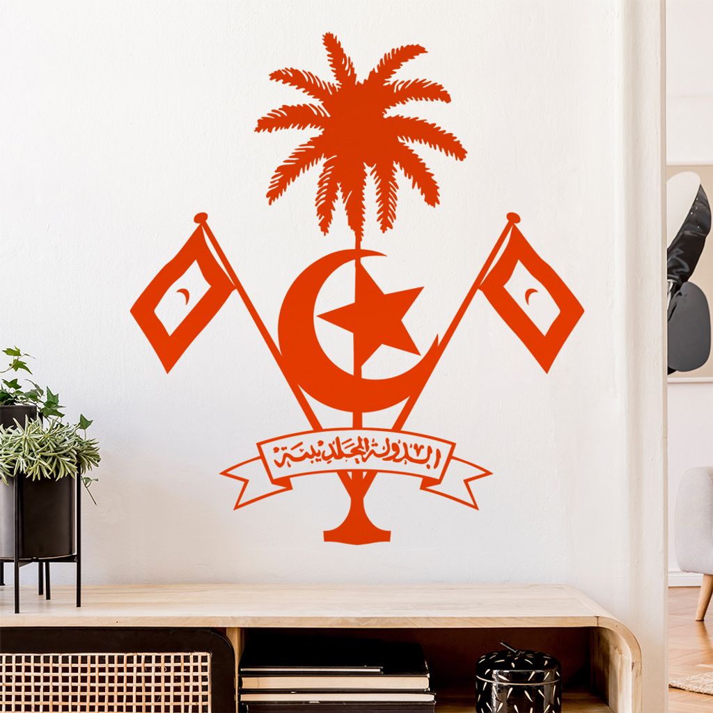 Malediven Wappen Wandtattoo Wandaufkleber Wall Sticker - Dekoration, Küche, Wohnzimmer, Schlafzimmer, Badezimmer