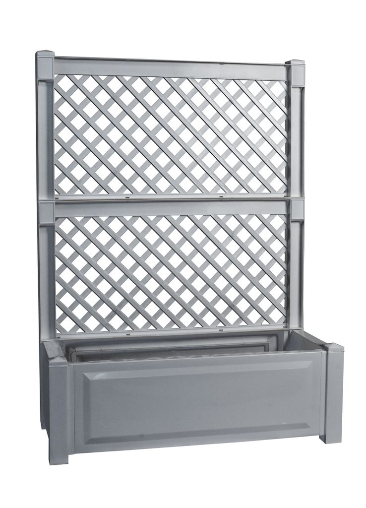 KHW Pflanzkasten 100 cm mit Spalier, Abmessungen B 100 x T 43 x H 140 cm, hochwertiger Kunststoff, stabil, witterungs-/UV-beständig. Farbe: Grau.