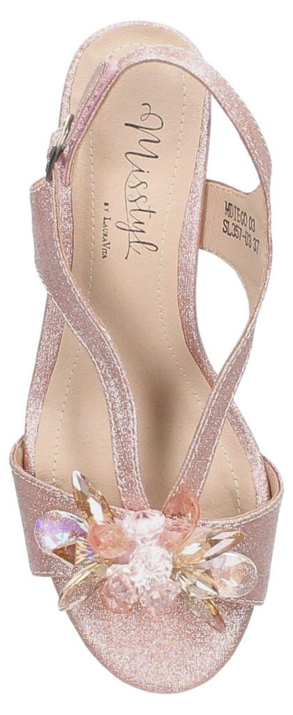 Misstyl by Laura Vita Damen Sandalette Glitzer Blüte Transparentabsatz MDIEGO 03, Größe:37 EU, Farbe:Rosa