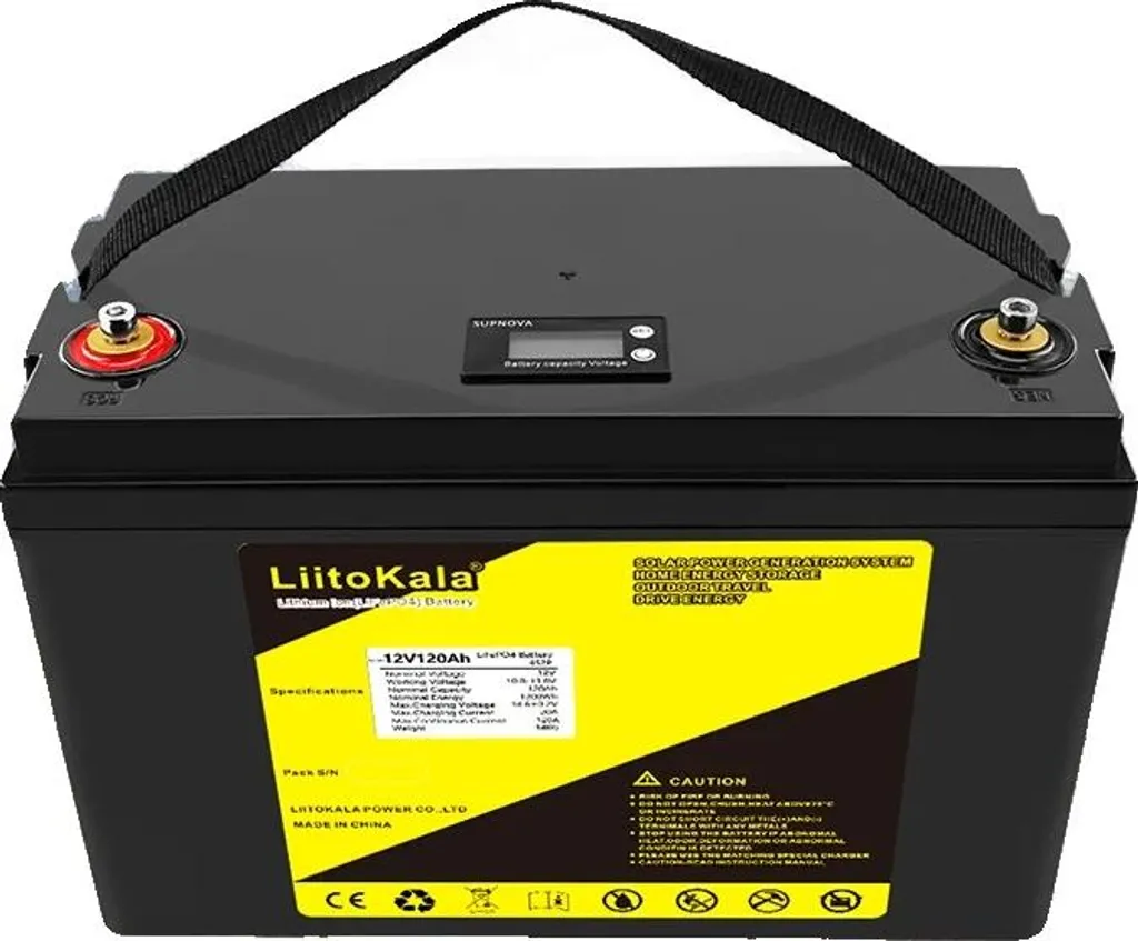 Batterie à décharge lente LiFePO4 120Ah 12V avec afficheur LCD digital