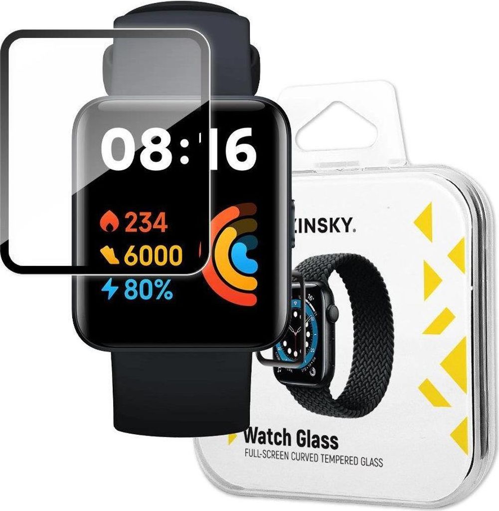 Wozinsky Hybrid-Displayschutz aus gehrtetem Glas fr Xiaomi Redmi Watch 2 Lite, Schwarz