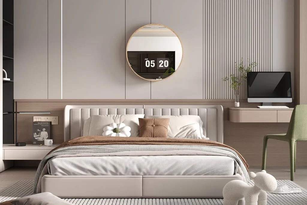 Miroir de bœuf Ria Ø80 cm pour salon ou entrée - Vieux chêne rustique - 3