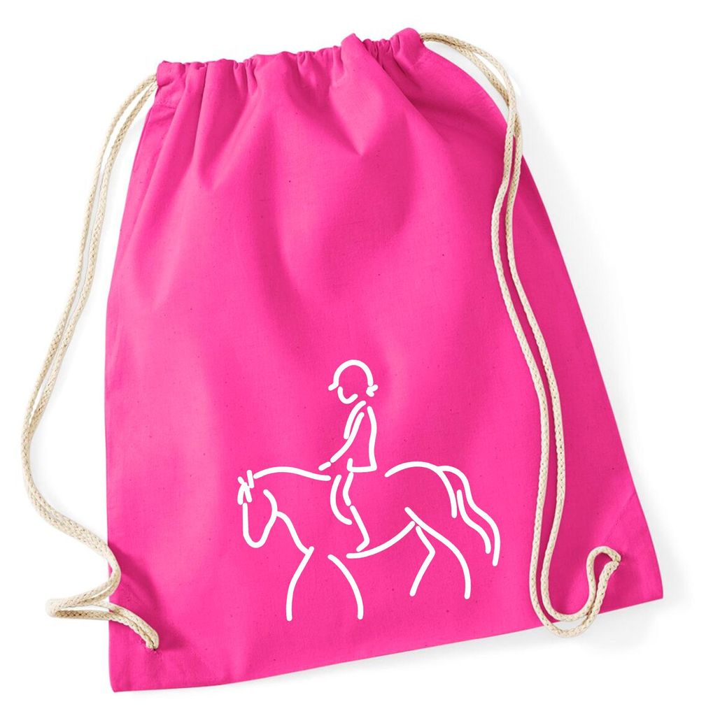 Huuraa Turnbeutel Reiten Pferd 12 Liter Fuchsia Baumwolle Rucksack Geschenkidee