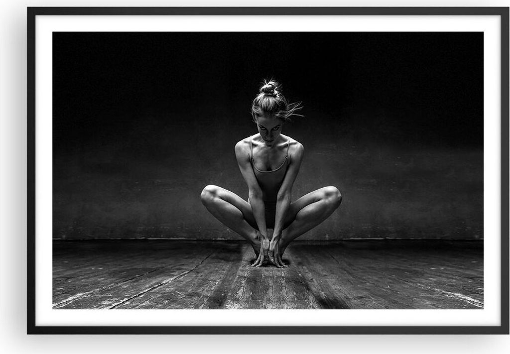 Gerahmtes Poster - Schwarzer Rahmen - Tänzerin Frau Ballerina - 91,5x61 cm - Wand Bild - Wanddeko - Wandbilder - Kunstposter - Wandposter - Bilder...