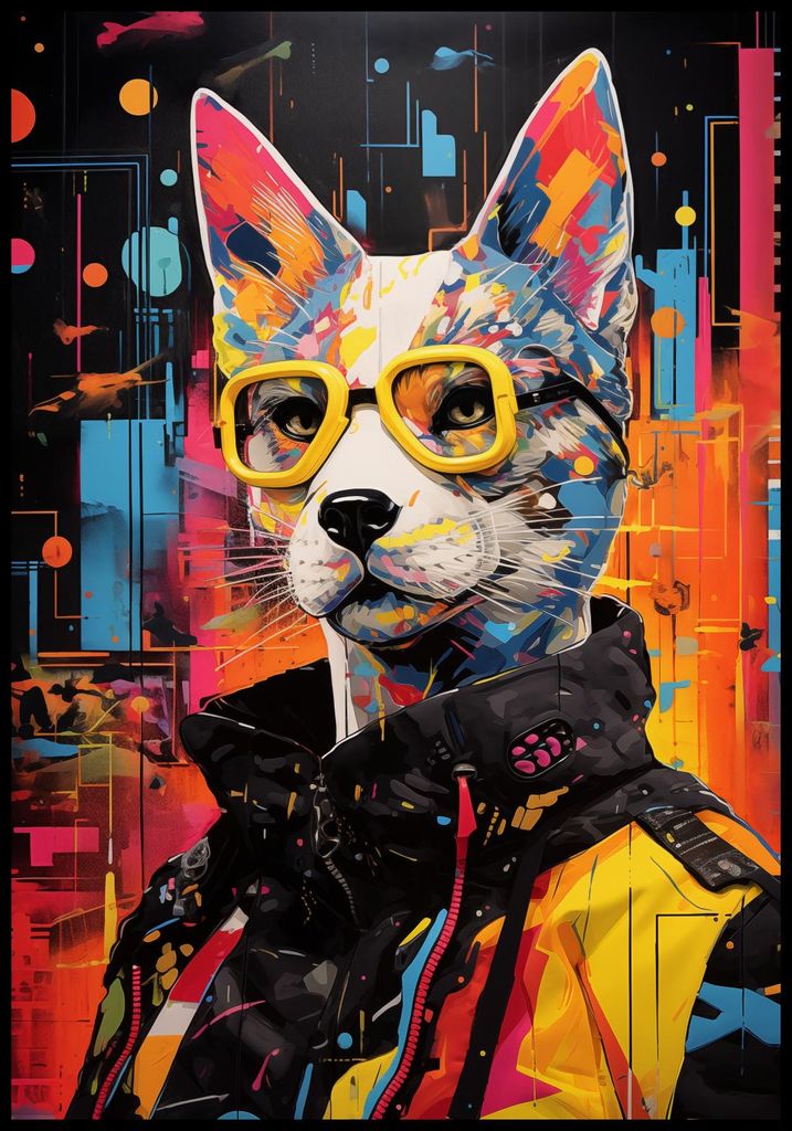 Plakat 68x98cm Katze im Urbanen Stil