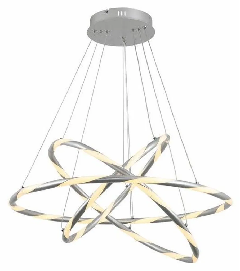 Lustre suspension LED design Twister chrome pour grand salon de 120cm