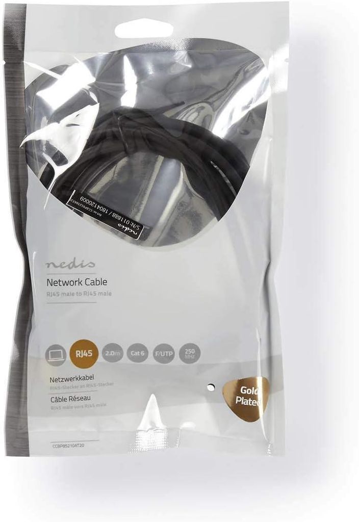 Nedis Cat 6 Kabel | RJ45 (8P8C) Stecker | RJ45 (8P8C) Stecker | F/UTP | 2.00 m | rund | PVC LSZH | Anthrazit | Plastikbeutel NE550673878