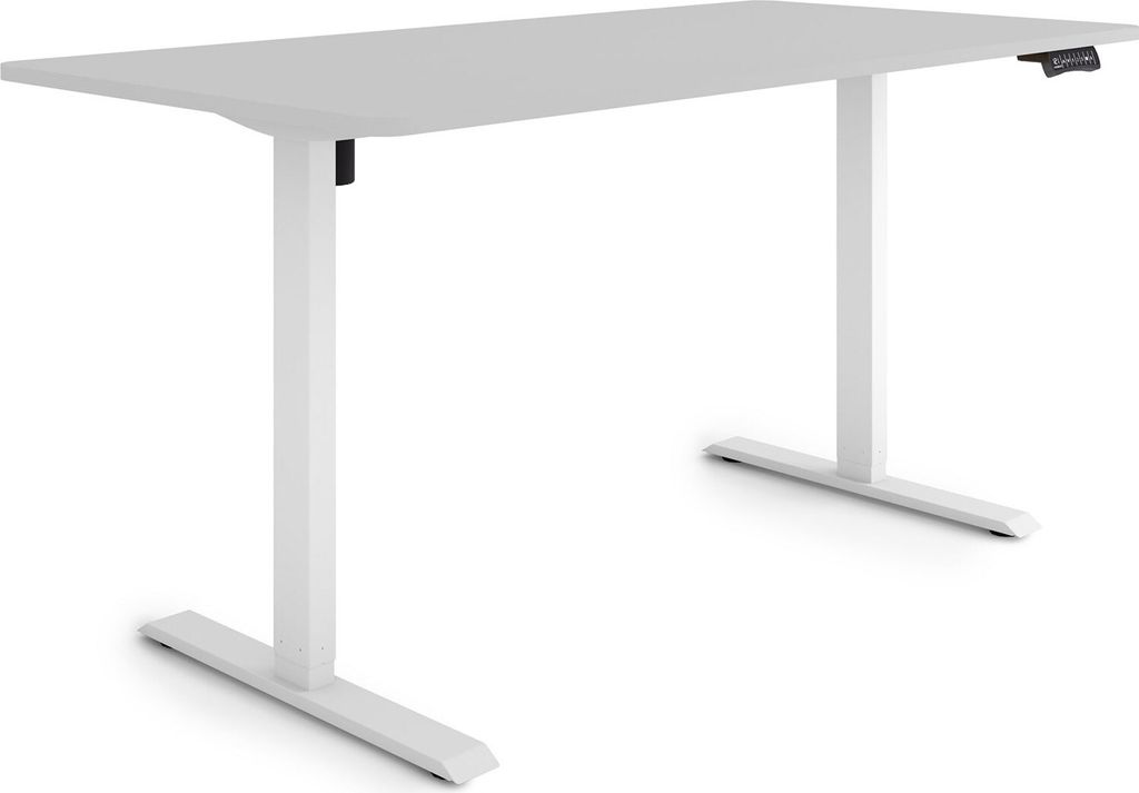 ESMART Germany ETX-121WG 160 x 80 cm Hellgrau Ergonomischer Steh-Sitz-Schreibtisch Stufenlos elektrisch höhenverstellbar 73,5 - 123,5 cm 3x Memory...