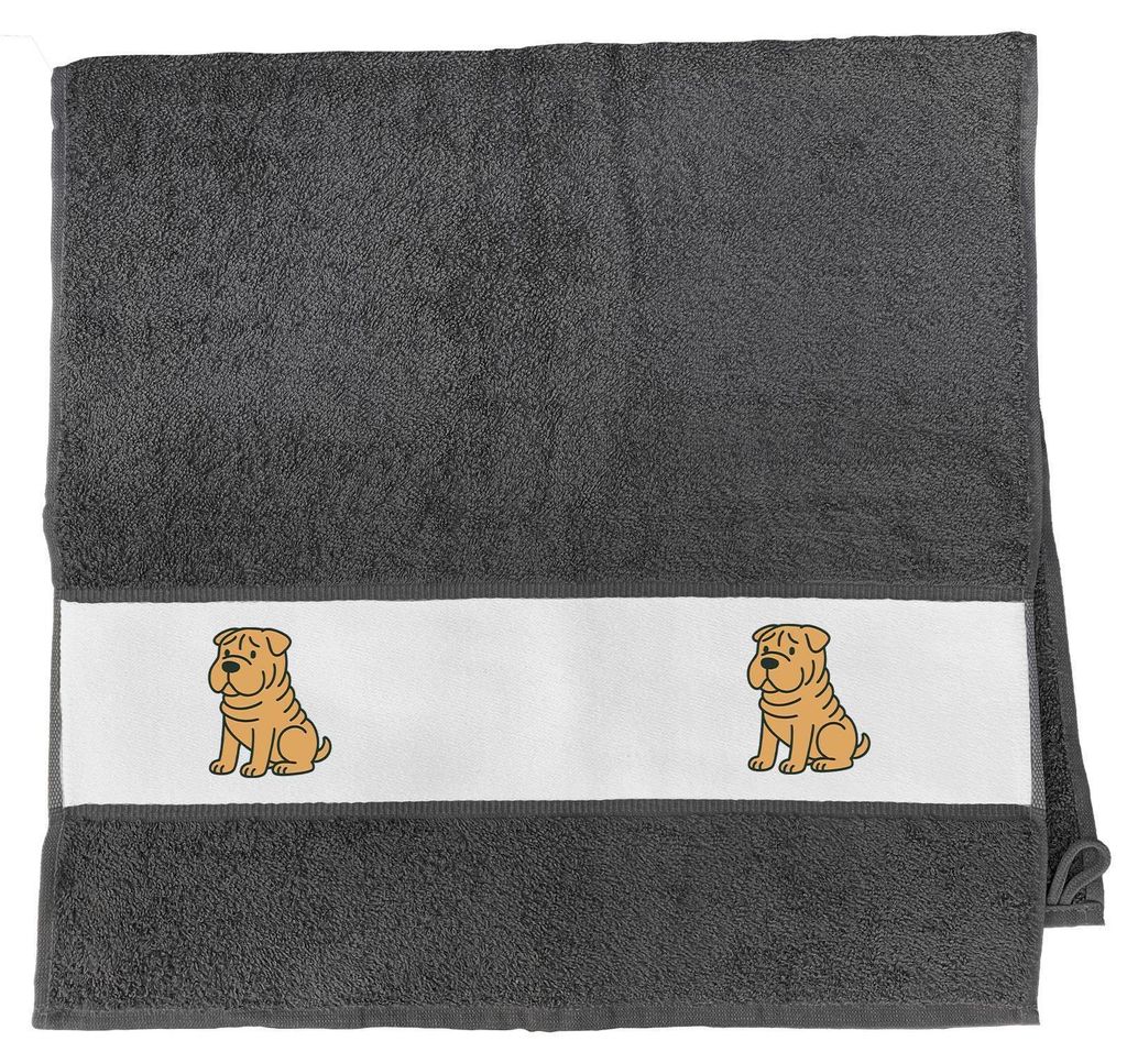 Huuraa Handtuch Shar Pei Comic PeiPei 50x100cm Graphite Baumwolle Handtuch Geschenkidee