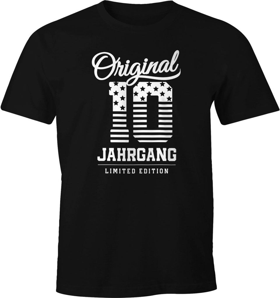 Herren T-Shirt runder Geburtstag Geschenk-Shirt Jahrgang 01-99 Fun-Shirt Jahrgangs-Shirt Moonworks 10 schwarz XS