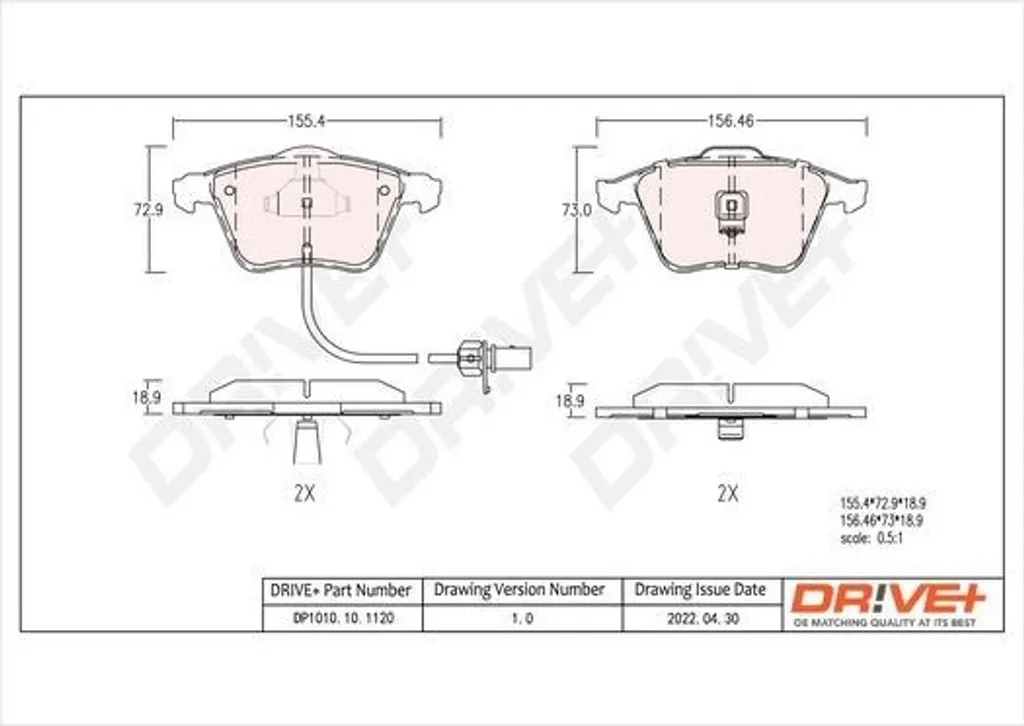 Plaquettes Dr!ve+ DP1010.10.1120 haut rendement, 4B0698151AC Audi Skoda