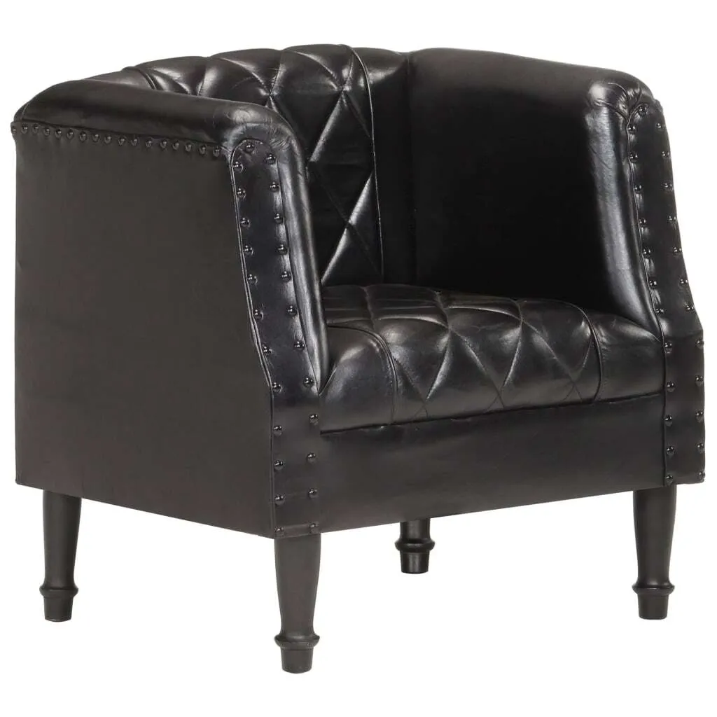 Fauteuil Noir en Cuir de Chèvre Durable - Finies les Assises Fragiles