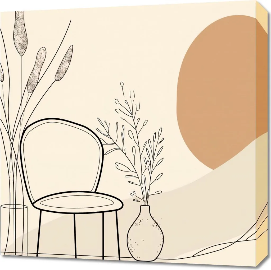 Tableau Décoratif Carré 60x60 cm Coin Détente pour Salon et Bureau