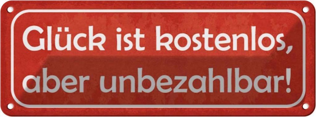 vianmo Blechschild 10x27 cm Glück ist unbezahlbar Spruch Zitat
