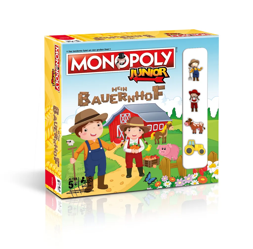 Monopoly Junior Ferme avec Pions Animaux - Jeu Éducatif de 2 à 4 Joueurs