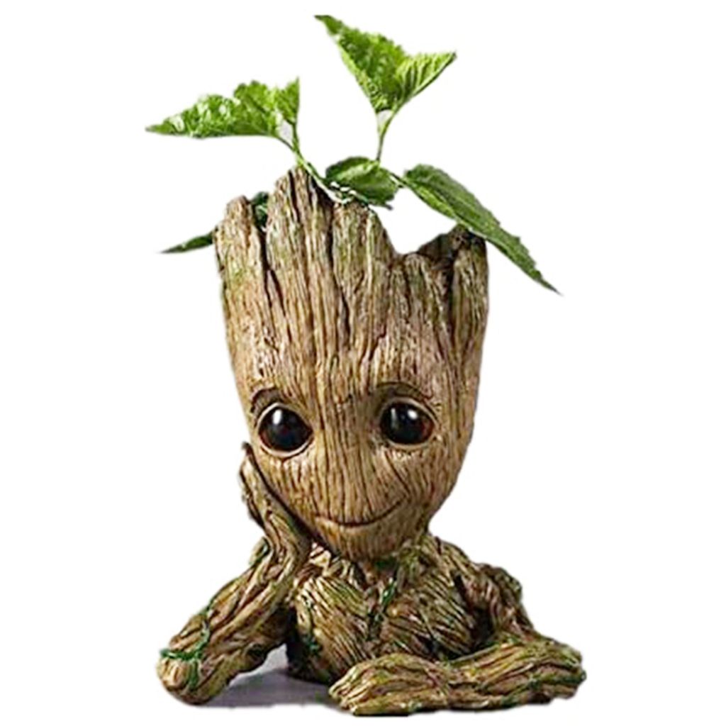 GuangTouL Baby Groot Blumentopf,Galaxy Guard Baby Action Charakter,Nettes Spielzeug Modell Pen Pot mit Baby Groot Lanyard 