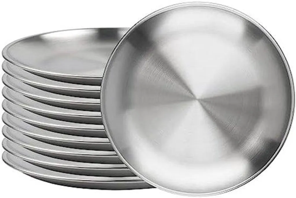 Assiette de Camping pour Pique-Nique et Barbecue - Plateau Inox 20cm