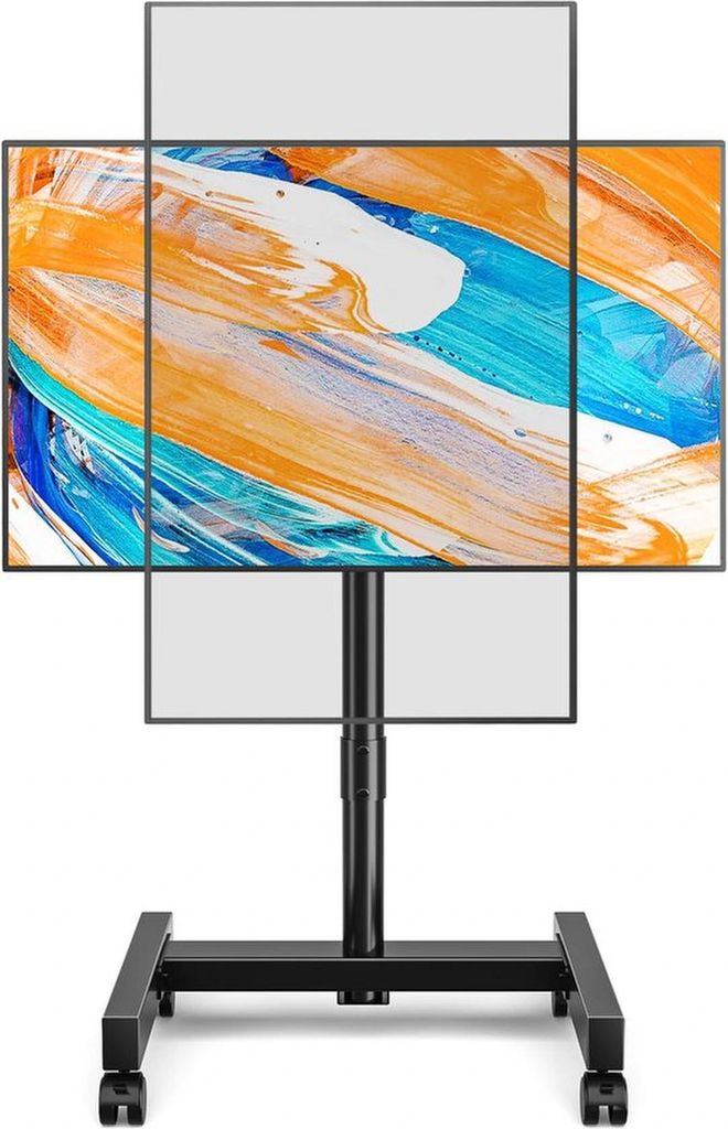 Unyqoos Mobiler TV-Ständer mit Rollen für 13 bis 50 Zoll Fernseher, höhenverstellbar, VESA-kompatibel