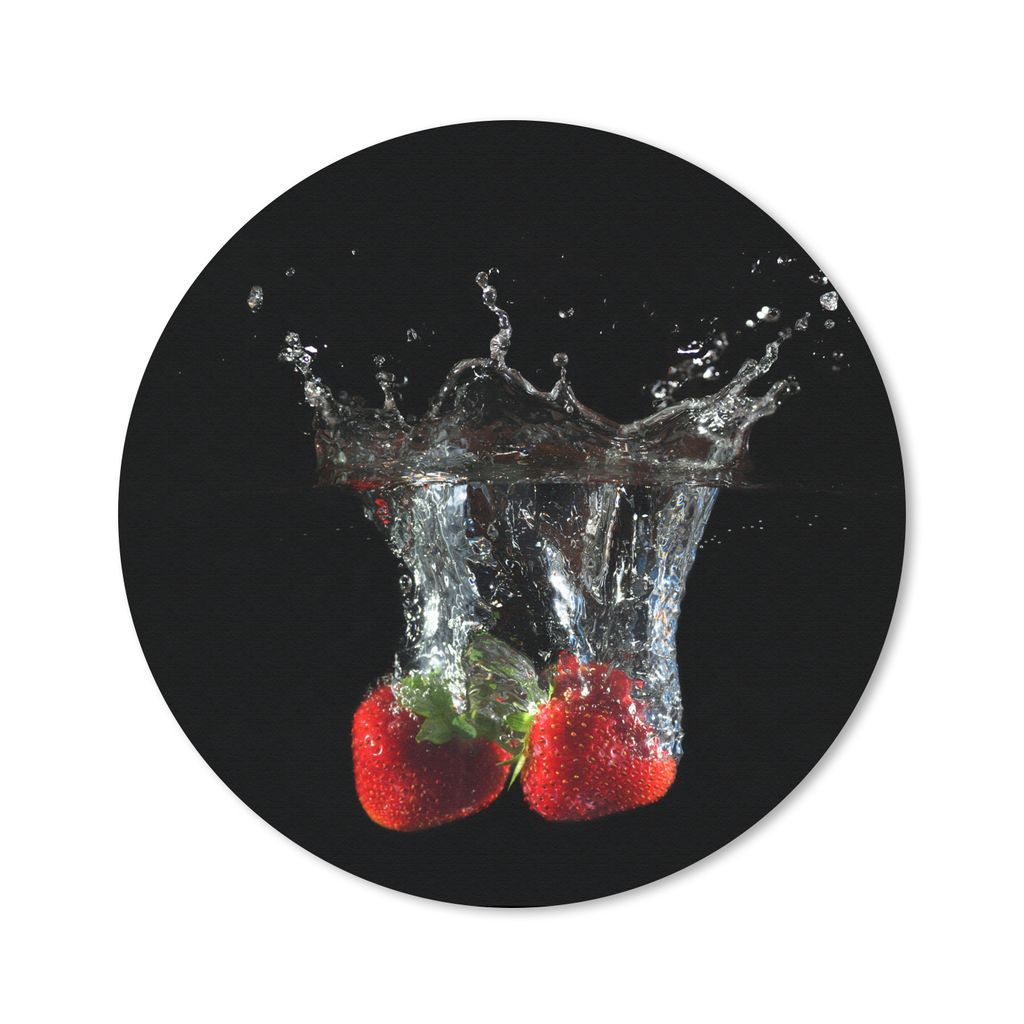 MuchoWow Mauspad Mousepad Erdbeeren - Obst - Wasser - Schwarz - Rot 20x20 cm - Mousepads - Maus Mat - Pad - Mausunterlage - Schreibtischmatte