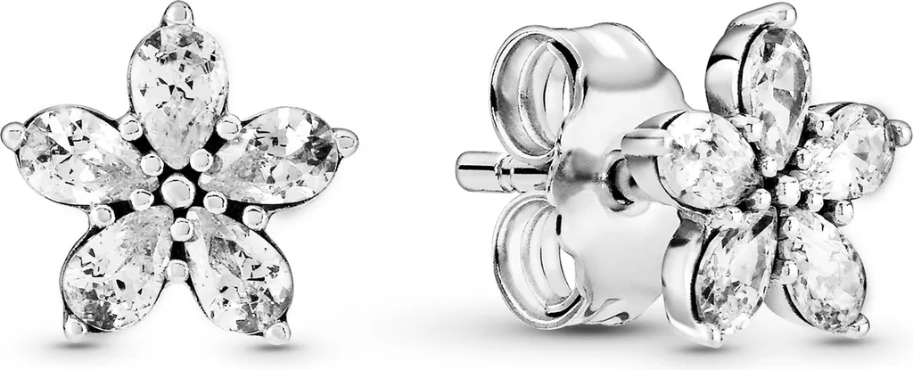 Boucles d'oreilles Clous Flocon de neige en argent et oxydes Pandora