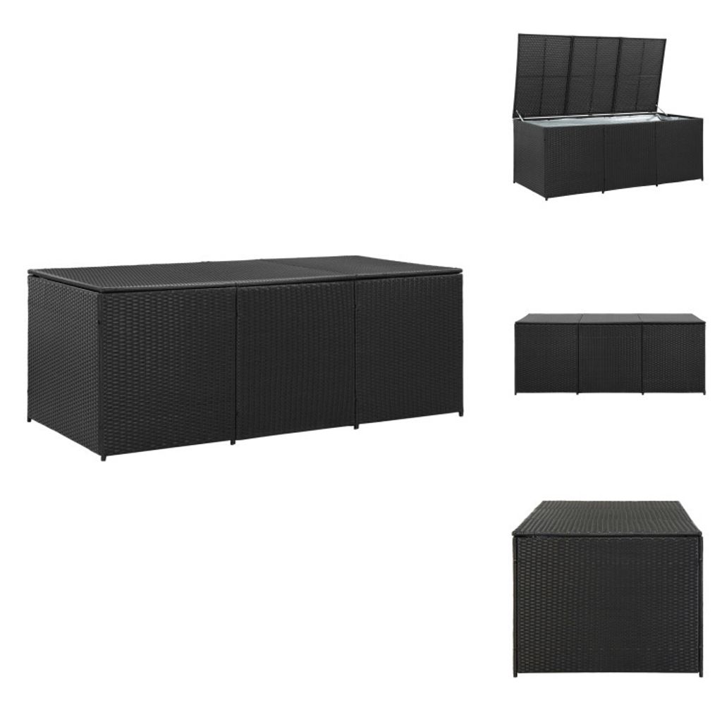 vidaXL Gartenbox Poly Rattan 180x90x70 cm Schwarz -  Produktbild 