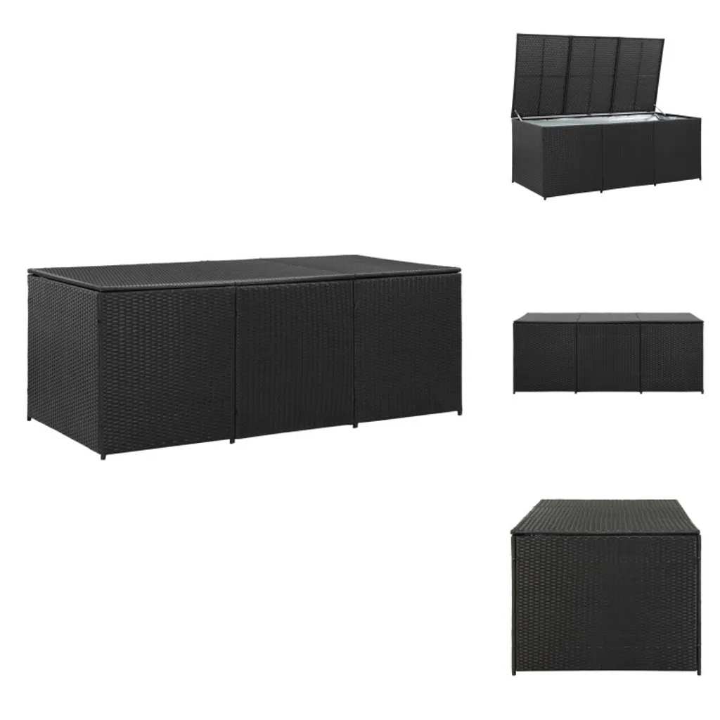 vidaXL Coffre de Jardin XXL en Résine Tressée Noir - 180x90x70 cm