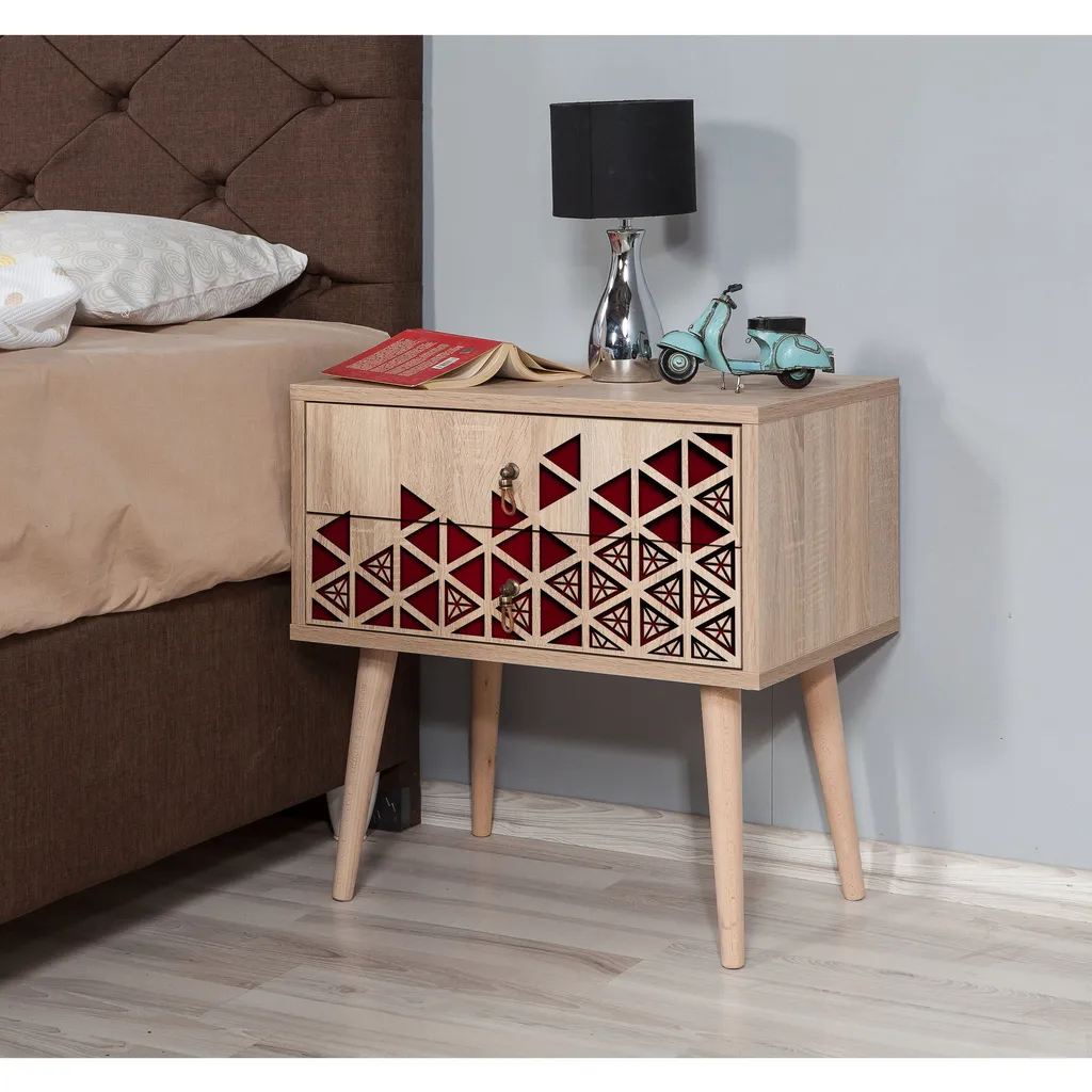 Table de Chevet Haute en Bois Chêne Sonoma avec Rangement Skye Decor