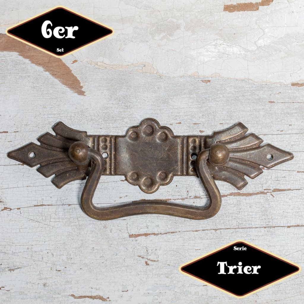 Schubladengriff, Serie"Trier",6er Pack | Messing pat. | H4,5xB12,5cm