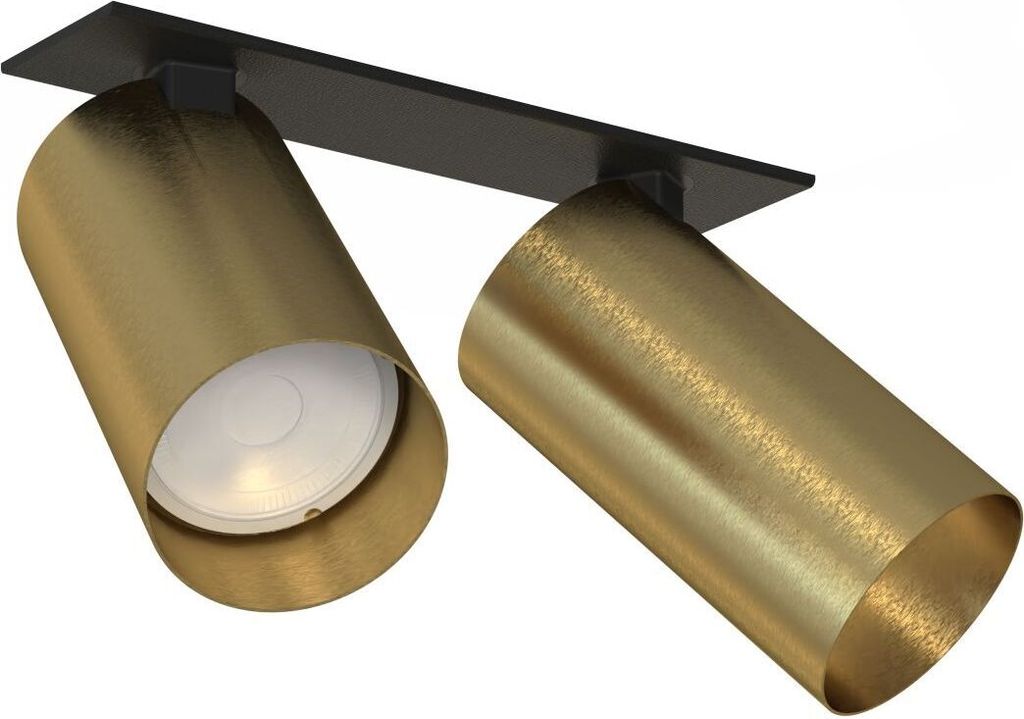 Spot Lampe Aluminium Echt-Messing GU10 verstellbar in Schwarz Messing 2-flammig länglich Modern Strahler