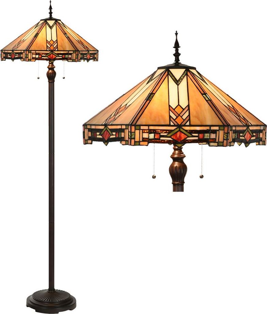Clayre & Eef Tiffany Stehlampe Ø 50x161 cm Beige Glas