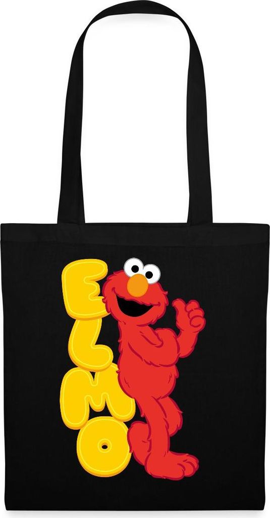Spreadshirt Sesamstraße Elmo Mit Schriftzug Stoffbeutel, One size, Schwarz