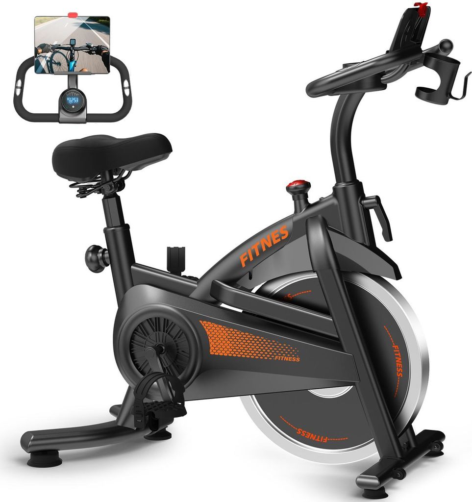 Heimtrainer, 136 kg belastbar, stationäres Heimtrainer-Fahrrad, Indoor-Cycling-Bike mit besonders komfortablem Sattel,