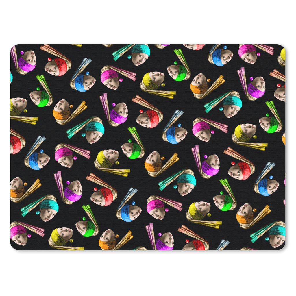 MuchoWow Mauspad Mousepad Muster - Regenbogen - Mädchen mit einem Perlenohrring 23x19 cm - Mousepads - Maus Mat - Pad - Mausunterlage - Schreibt...