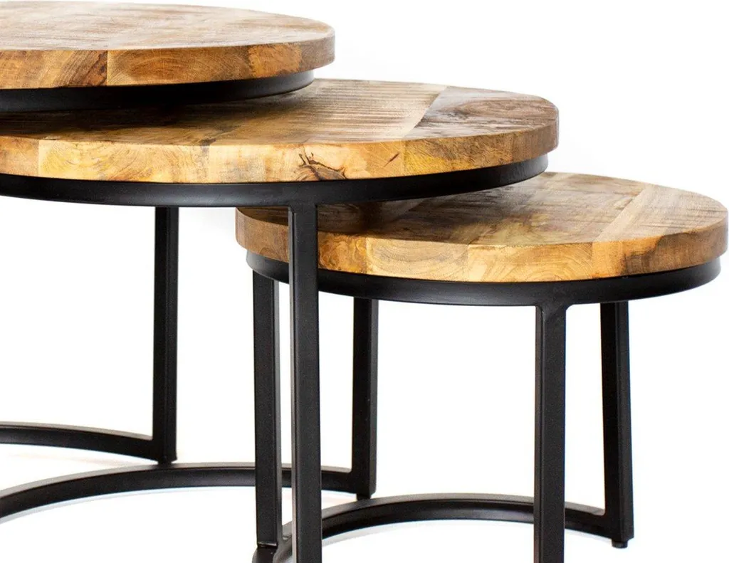 Table Basse Bolt Edge Peu Encombrante Lot de 3 pour Salon Industriel