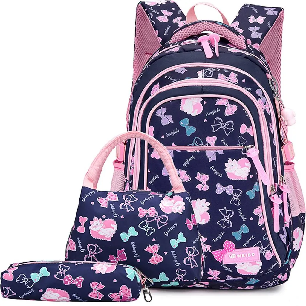 Zaino scolastico Zainetto Sacco a spalla Zaino sportivo Zaino per il tempo libero Zainetto Zaino per ragazze, ragazzi e bambini con grande capienza (set blu scuro)