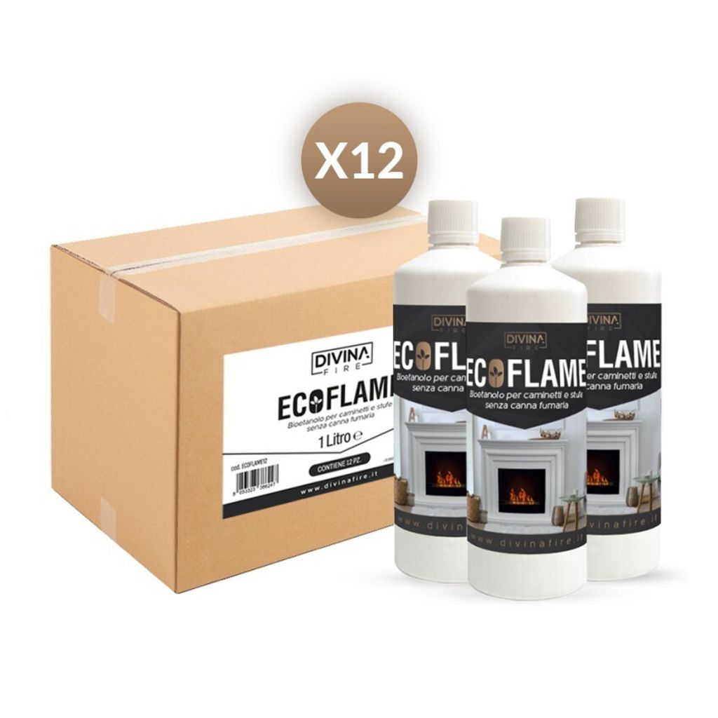 Bioethanol Flüssigkeit 12 Flaschen à 1 Liter Ecoflame