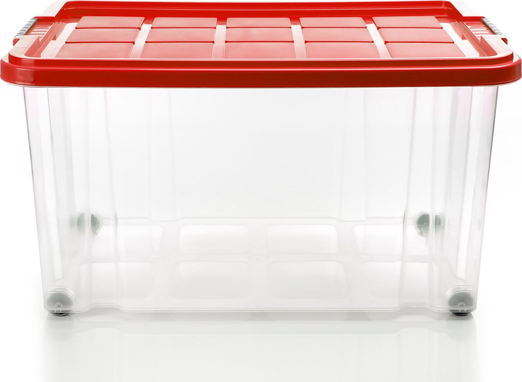 BigDean 4 Stück 60 L Aufbewahrungsbox mit Deckel groß rot