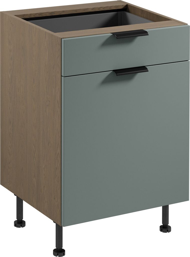 Küchenunterschrank 60 cm mit Schublade küchenmöbel, Sorento D60S1 AX Grün/Eiche