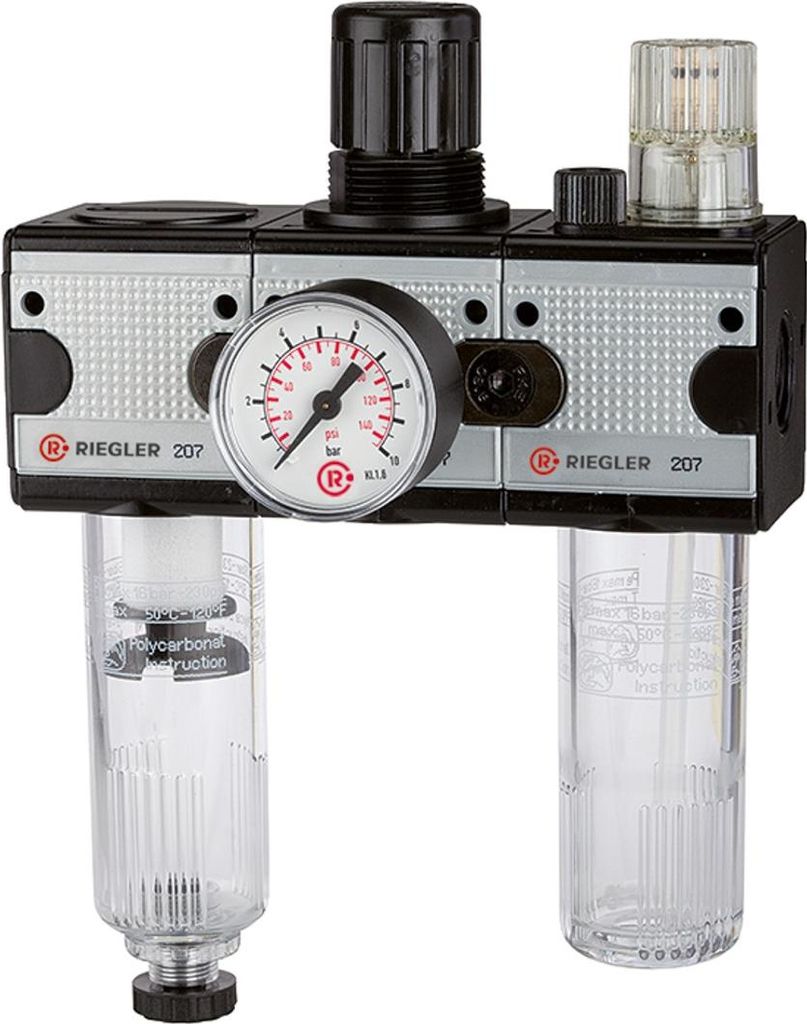 Riegler Wartungseinheit 3-tlg. »multifix«, mit PC-Behälter, BG 1, G 1/4