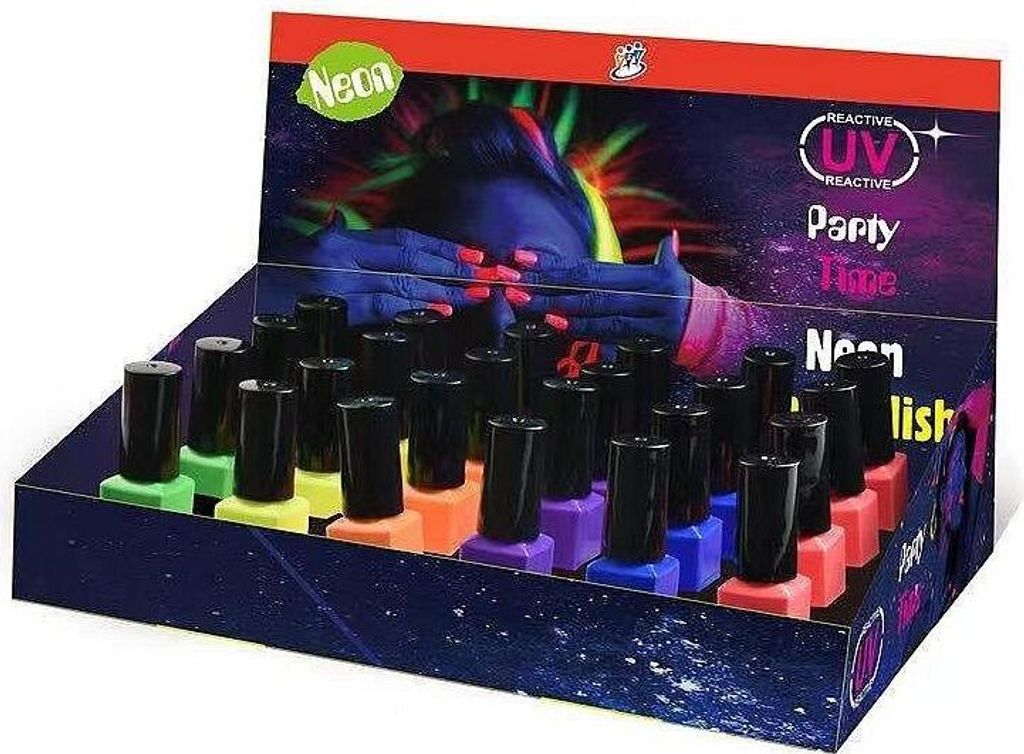 Wodny lakier do paznokci neon UV 7,45 ml zestaw 24 sztuki