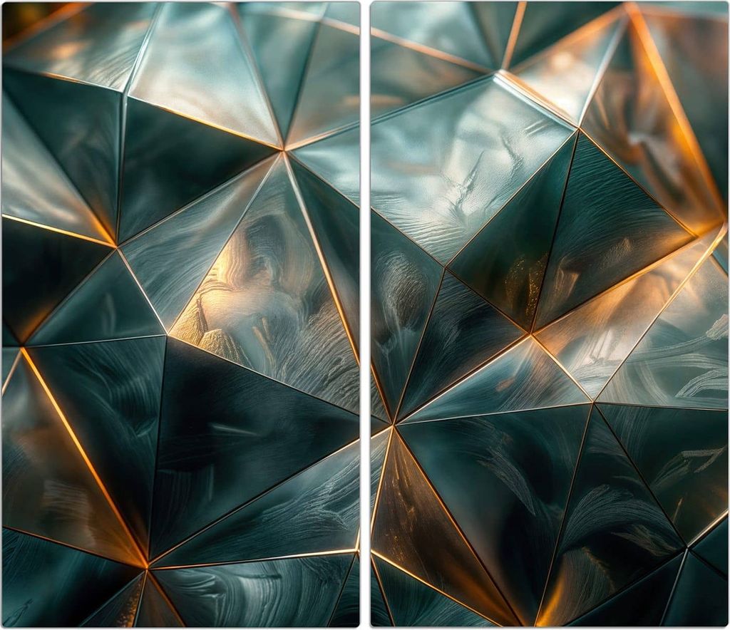 Spritzschutz Herdabdeckplatte Schneidebrett aus Glas Kunstvolle Geometrie 2-Teilig (60x52cm)