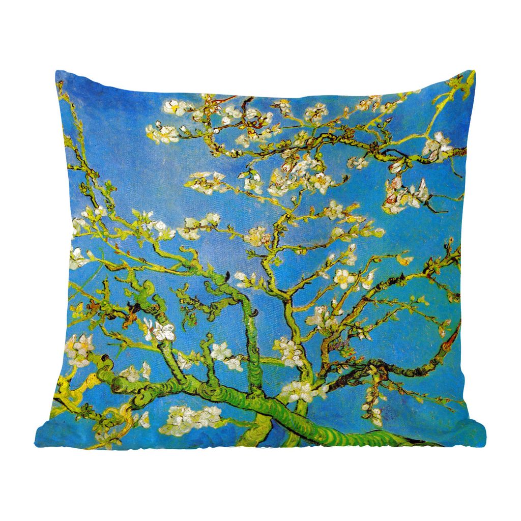MuchoWow Zierkissen Sofakissen Wohnzimmer Dekokissen 60x60 cm Mandelblüte - Vincent van Gogh - Sitzfläche - Foto Polster