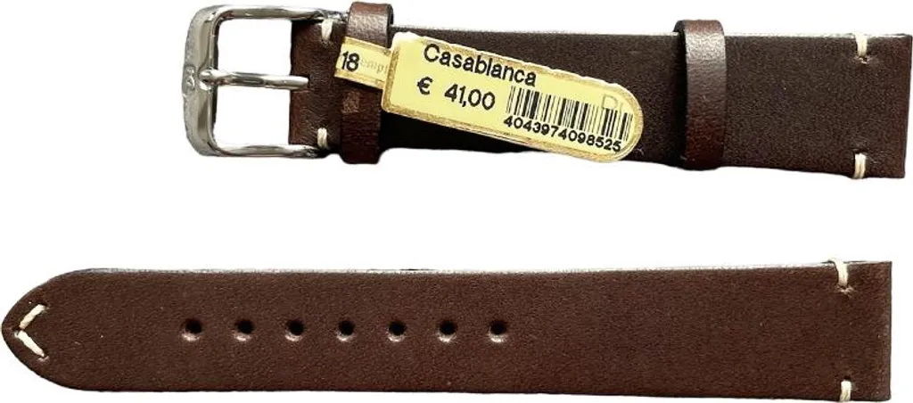 Bracelet Montre en Cuir Marron 18mm Style Casablanca Couture Sellier