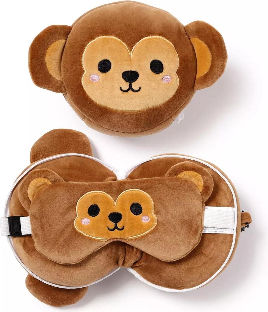 Relaxeazzz Monkey runde Reisekissen-Schlafmaske